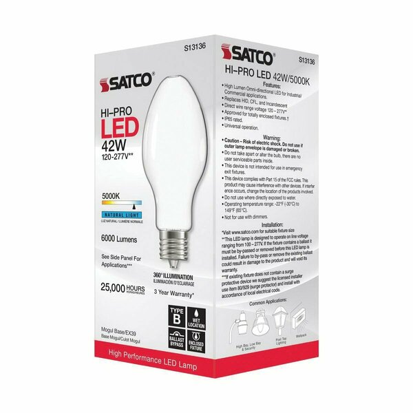 Satco Nuvo 42w Led Ed28 Med50k Bulb S13136